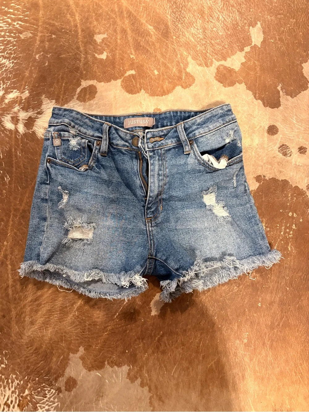 Just USA Light Blue Distressed Denim Cutoff Shorts